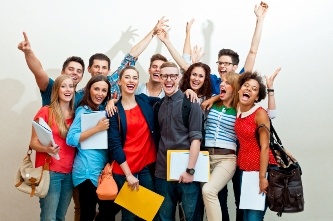 Group of happy students